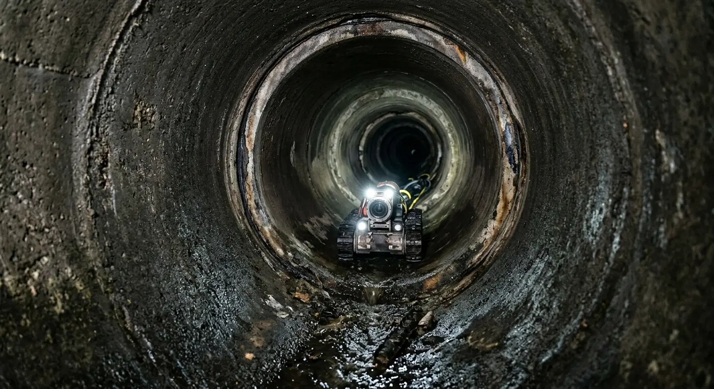 Robotic sewer camera inspecting pipe interior for Drain Snake Service in Clifton Park
